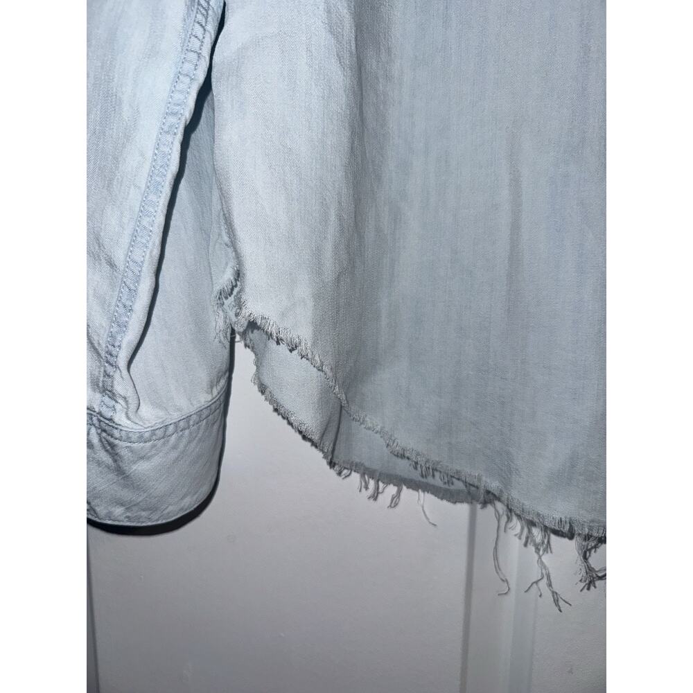 Rails Ingrid Raw Light Vintage Shirt Blue Raw Hem Long Sleeve Button Down Sz S - Picture 7 of 12